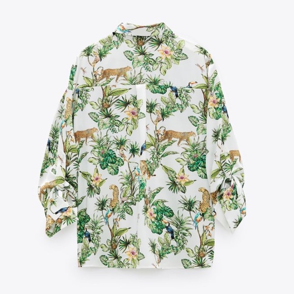 NWT Zara Animal Lon Sleeve Blouse Beige Gr… - Picture 4 of 7